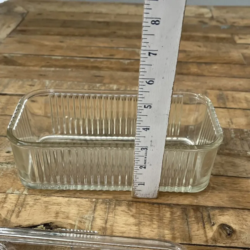 1940s Federal Glass Clear Ribbed Vegetable Harvest Refrigerator Dish